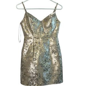 Lulu's Ask Me Already Champagne Floral Mini Dress XS